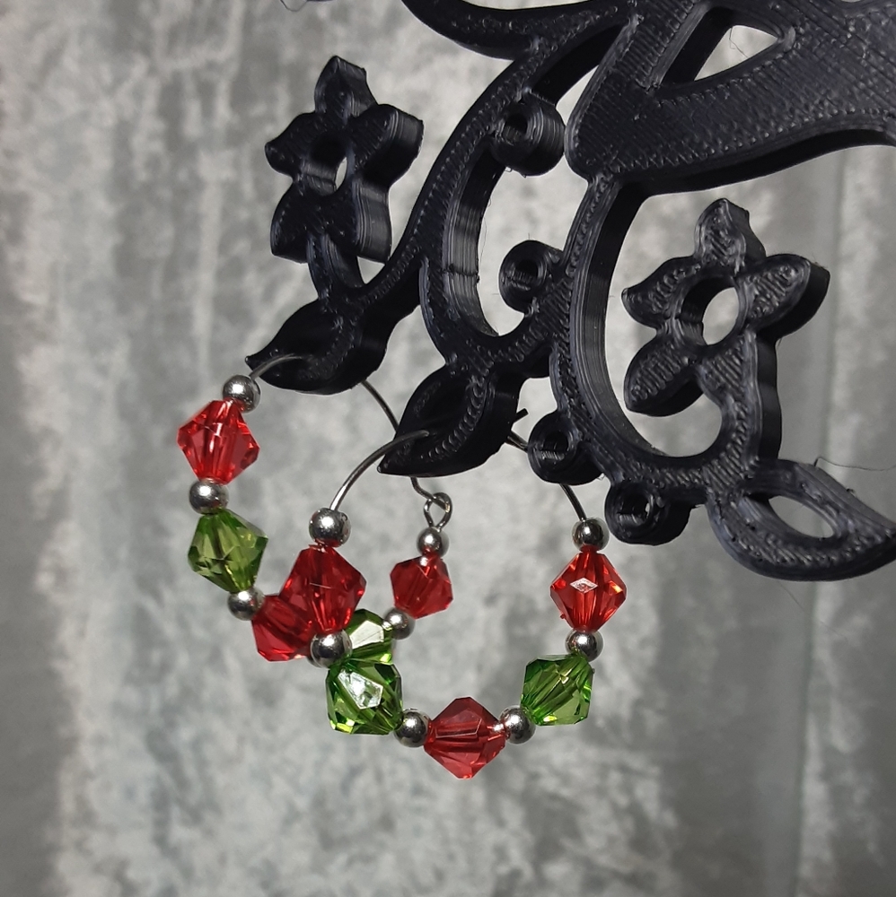Handmade Christmas Hoop Earrings